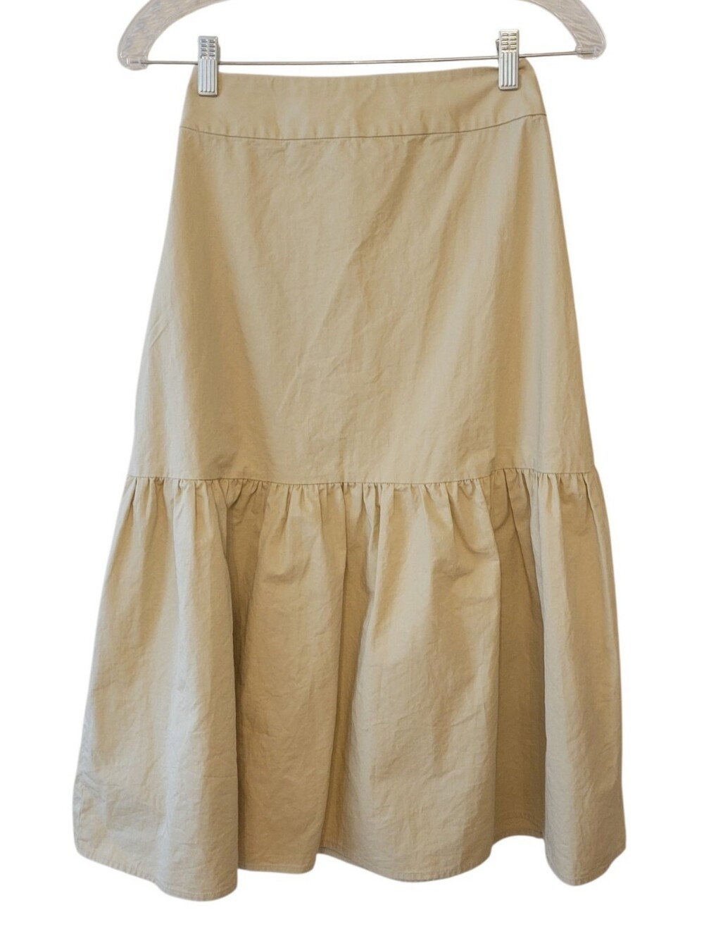 Tuckernuck Khaki Tan Cotton Tiered Prairie Midi Skirt Size 2